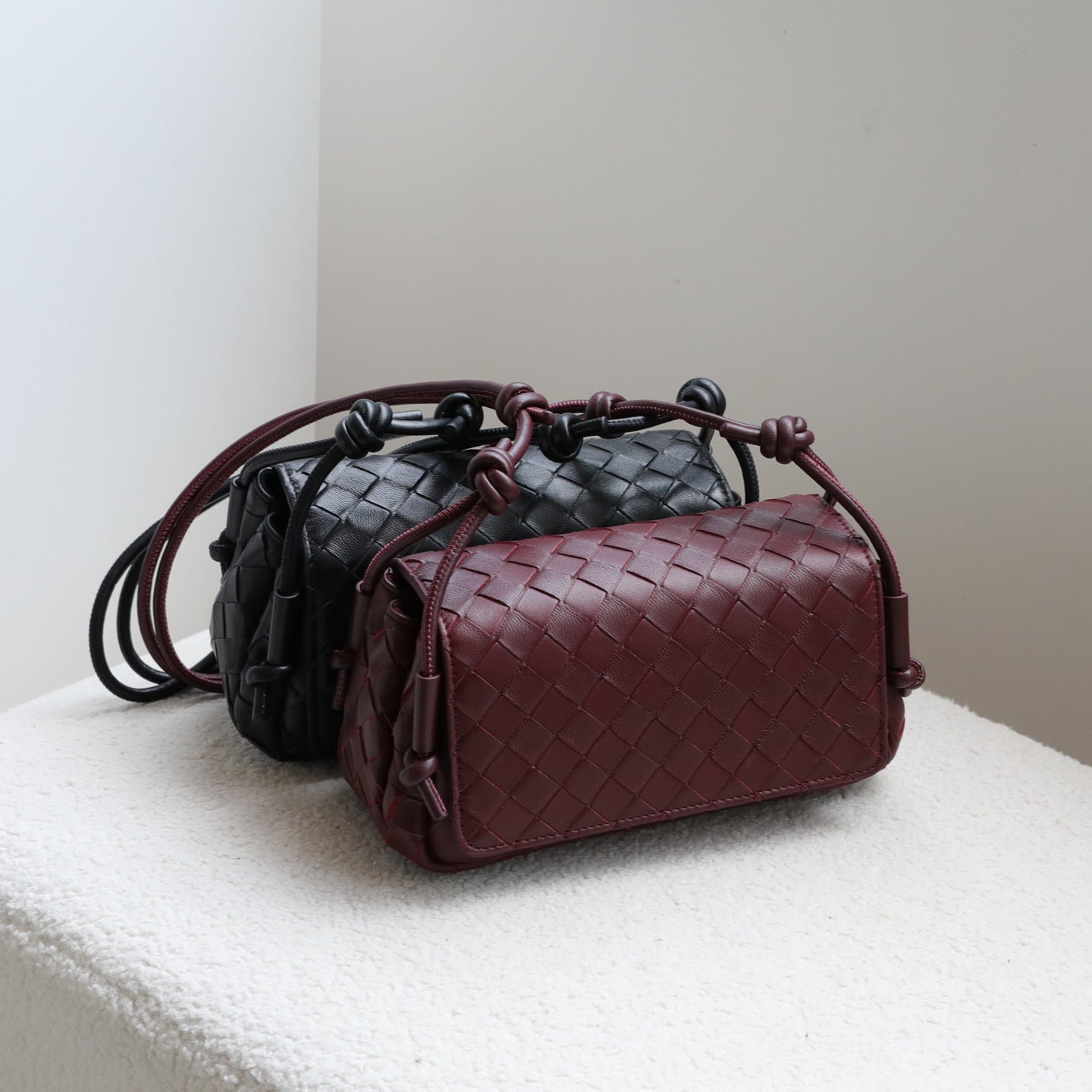 Sheepskin Handwoven Flap Mini Square Bag for Women Shoulder Crossbody Handbag, Premium Compartment Purse with Niche Artisan Design