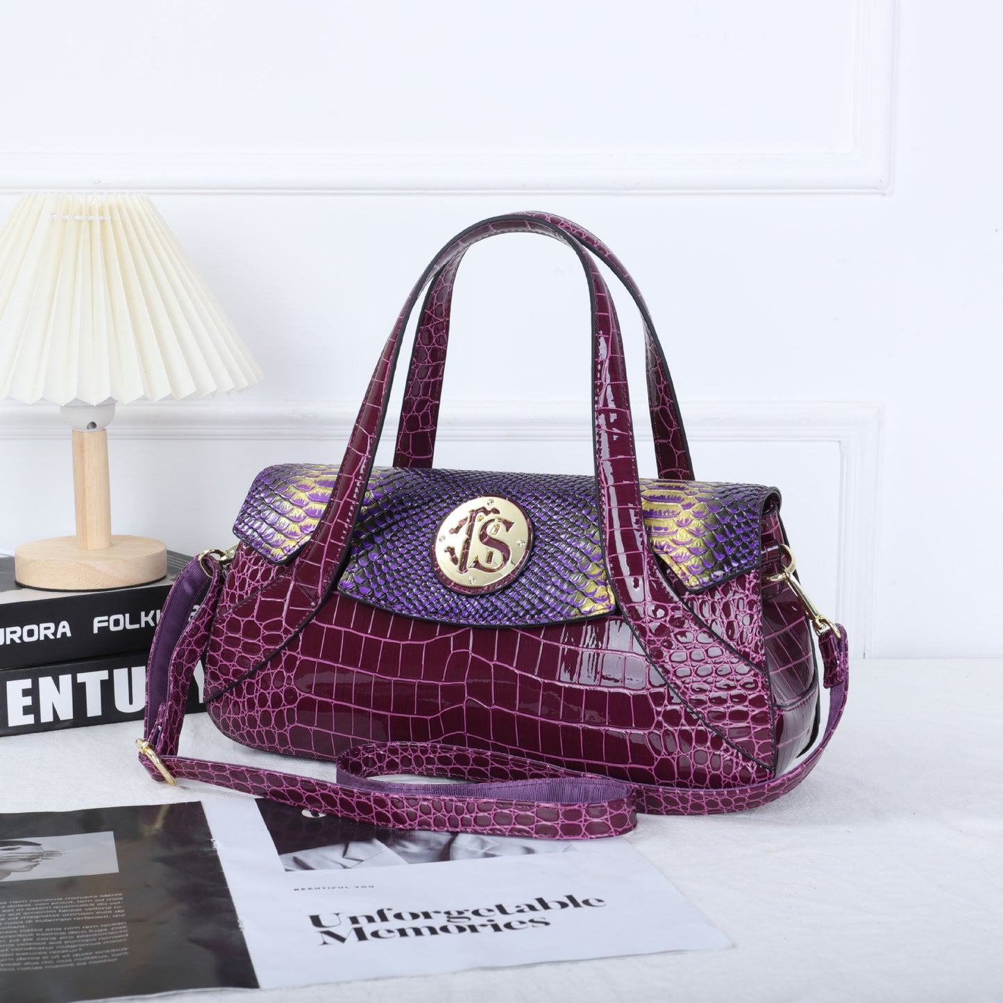 Patent Leather Snakeskin Embossed Tote Bag for Women Large Capacity Light Luxury Handbag, Glossy Finish Purse with Exotic Texture