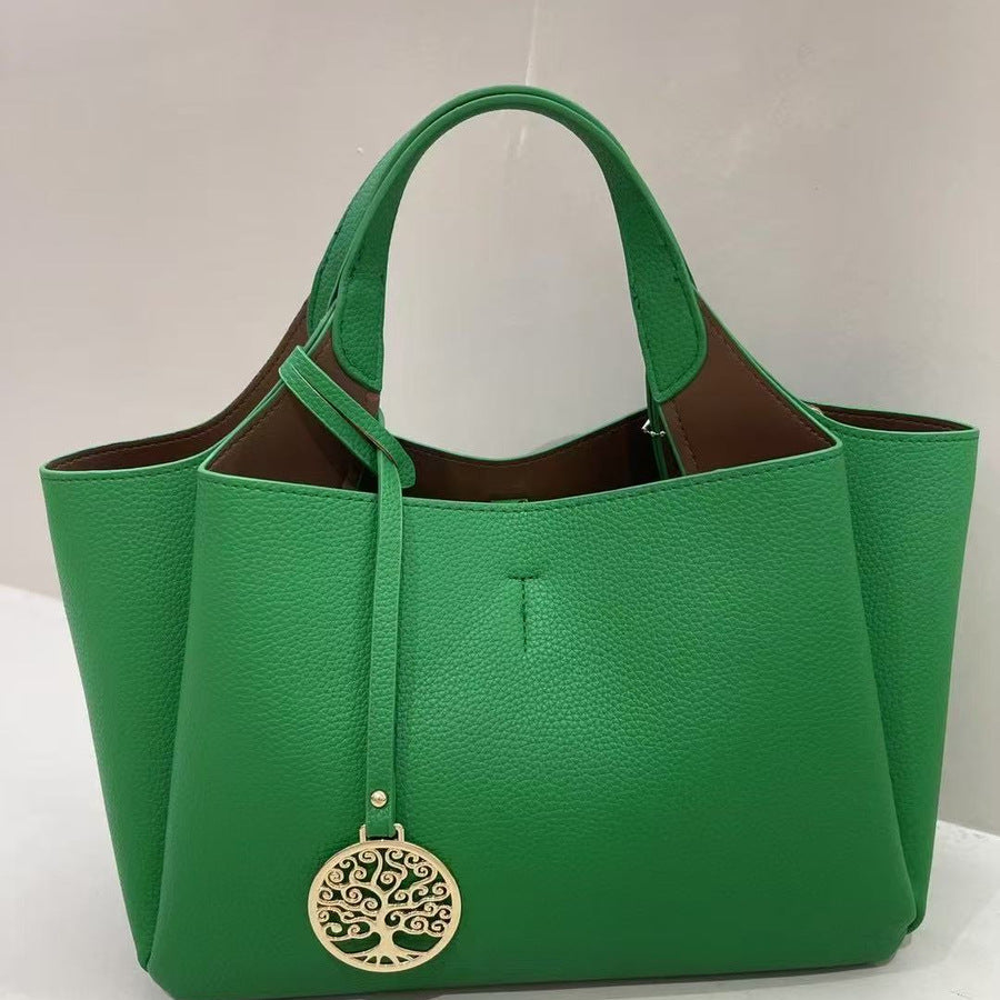 Large Capacity Tote Bag for Women Pebble Grain Leather Handbag Solid Color Top Handle Shoulder Crossbody Purse for Work & Everyday Commute