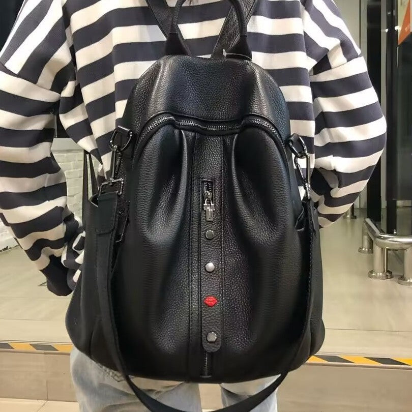 Genuine Top Layer Cowhide Soft Leather Backpack for Women, New Arrival Fashionable Large Capacity Casual Daypack, Lightweight Travel Shoulder Bag for Ladies