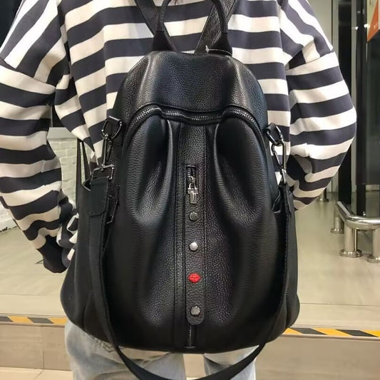 Genuine Top Layer Cowhide Soft Leather Backpack for Women, New Arrival Fashionable Large Capacity Casual Daypack, Lightweight Travel Shoulder Bag for Ladies