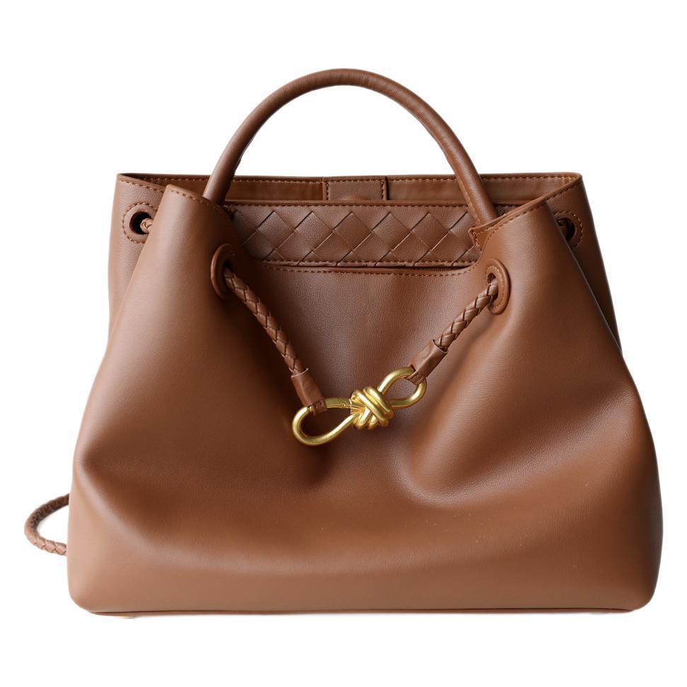 Metal Bow Tote Bag for Women Genuine Cowhide Leather Large Capacity Shoulder Handbag, Elegant Hardware Accent with Versatile Style