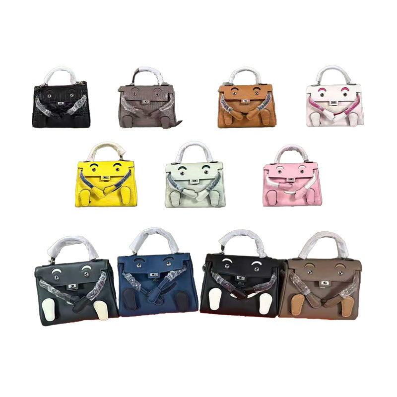 Genuine Leather Crocodile-Embossed Doll Kelly-Style Bag for Women, Hand-Stitched Waxed Thread Niche Fashion Top Handle Shoulder Crossbody Purse, Trendy Handbag for Ladies