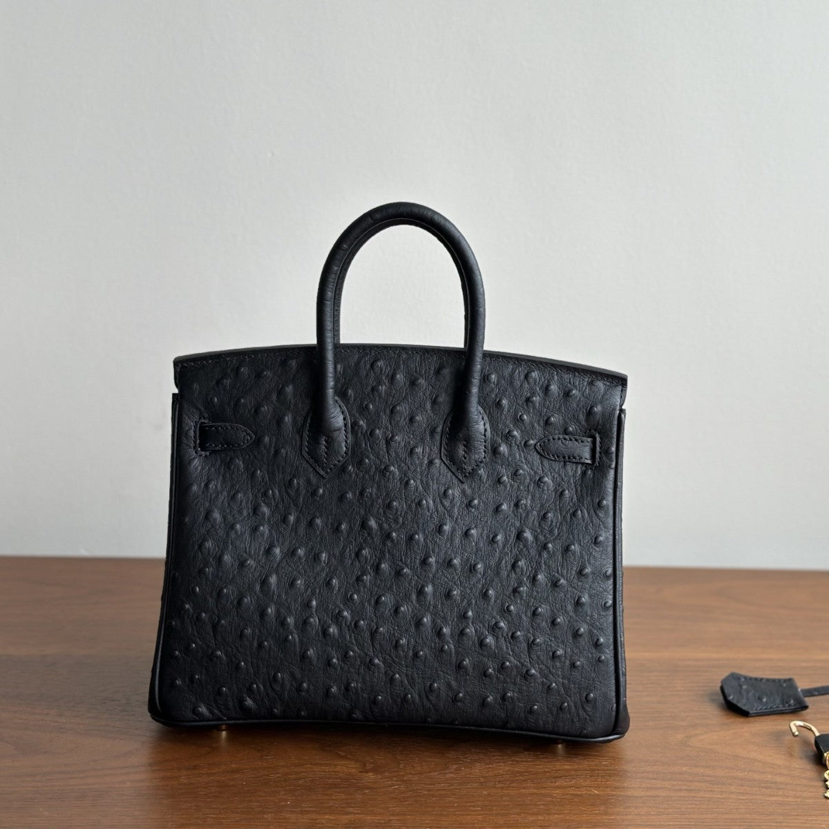 Women's Ostrich Grain Leather Birkin-Style Tote Bag, Hermès-Inspired Luxury Handbag with Top Handles, Genuine Cowhide Shoulder Purse, Exquisite Designer Satchel for Work & Travel