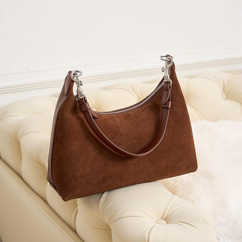 New Niche Premium Suede Underarm Bag, Large Capacity Commute Shoulder Crossbody Top Handle Purse, Fashionable Handbag for Women