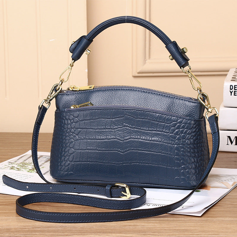 New Arrival Croc-Effect Genuine Leather Bag for Women, A Premium Top-Handle Crossbody Shoulder Handbag with Versatile Design