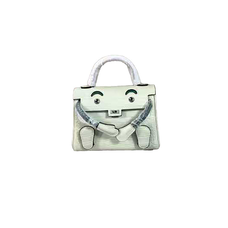 Genuine Leather Crocodile-Embossed Doll Kelly-Style Bag for Women, Hand-Stitched Waxed Thread Niche Fashion Top Handle Shoulder Crossbody Purse, Trendy Handbag for Ladies