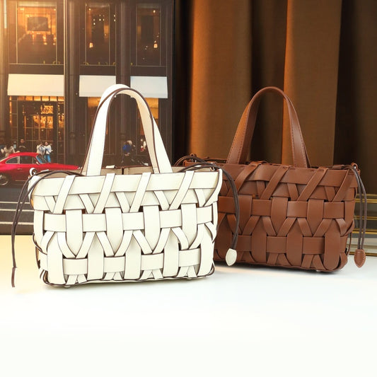 Woven Bucket Bag Set for Women Light Luxury Shoulder Crossbody Handbag, Exquisite Purse with Detachable Sub-Pouch