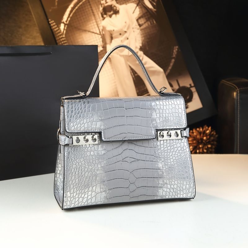 New Arrival Best-Selling Kelly-Inspired Croc-Effect Leather Bag for Women, A High-End Top-Handle Crossbody Shoulder Handbag with Genuine Leather