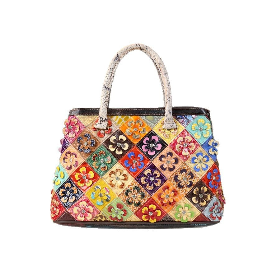 New Arrival Floral Color-Blocked Handbag for Women, A Trendy Top-Handle Crossbody Shoulder Bag with Versatile Fashionable Design, Perfect Everyday Purse