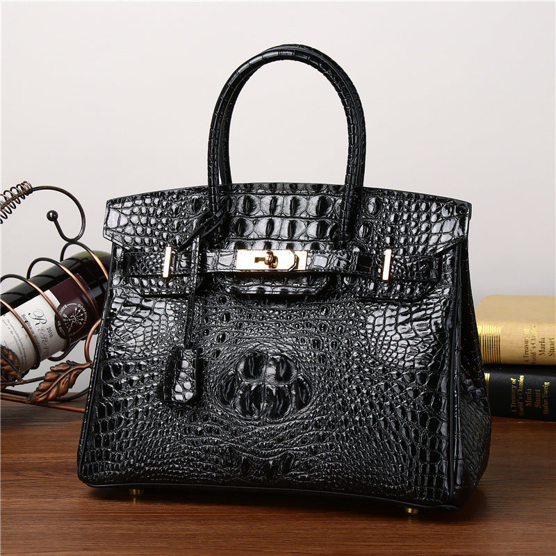 Elegant Croc-Effect Birkin-Inspired Tote Bag for Women, Premium Large Capacity Light Luxury Shoulder Crossbody Handbag with Classic Versatile Design
