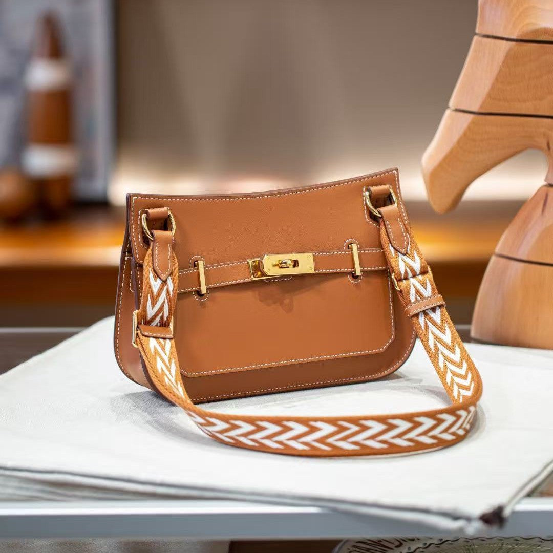 Women's Mini Kelly-Style Cross-Body Shoulder Bag, Hermès-Inspired Premium Swift Calfskin Leather Purse, Gypsy Boho Chic Handbag with Genuine Leather, Trendy Everyday Satchel for Fashion-Forward Women