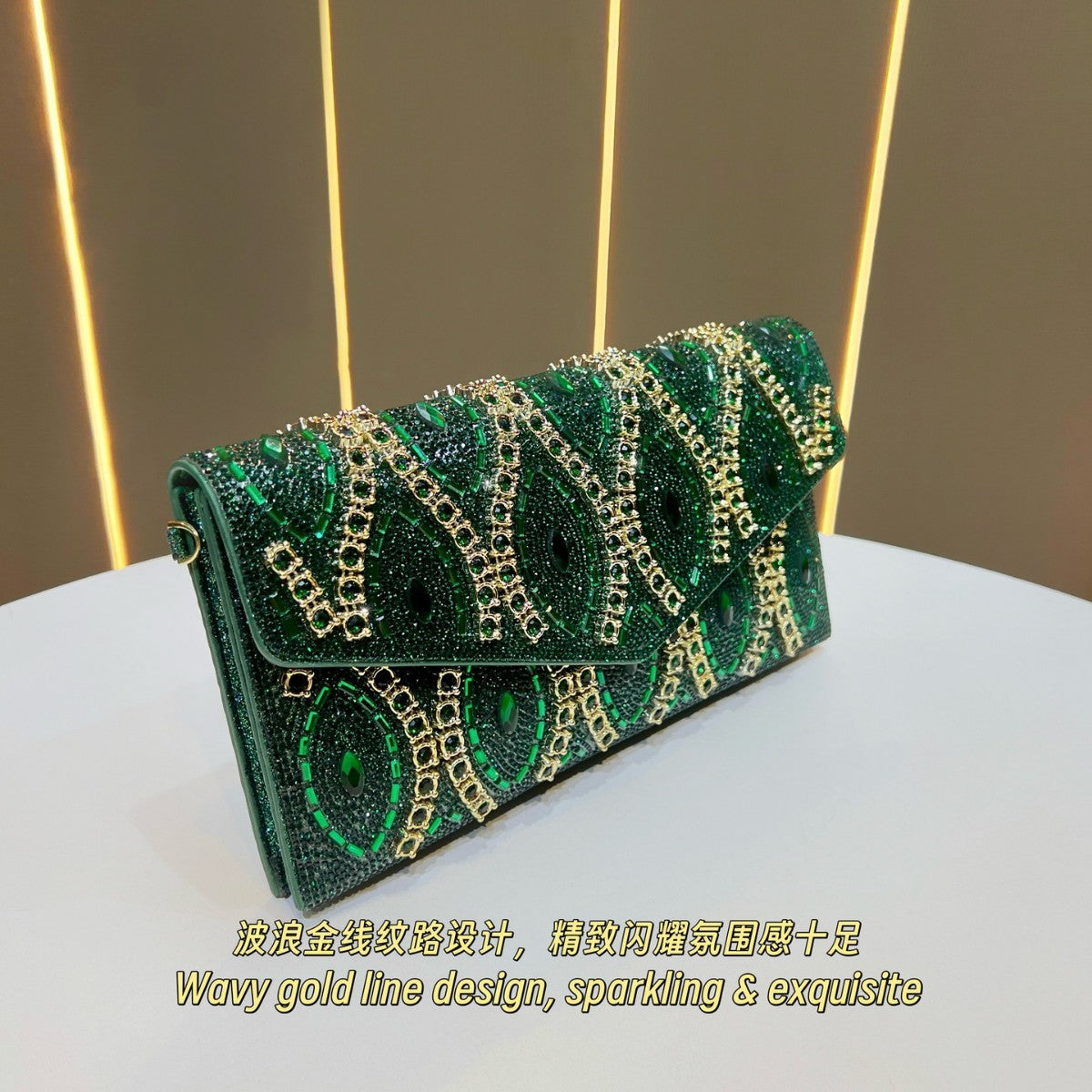 Women's Rhinestone-Embellished Envelope Evening Clutch, Exquisite Chain Crossbody Shoulder Bag with New Stylish Design, Versatile Purse