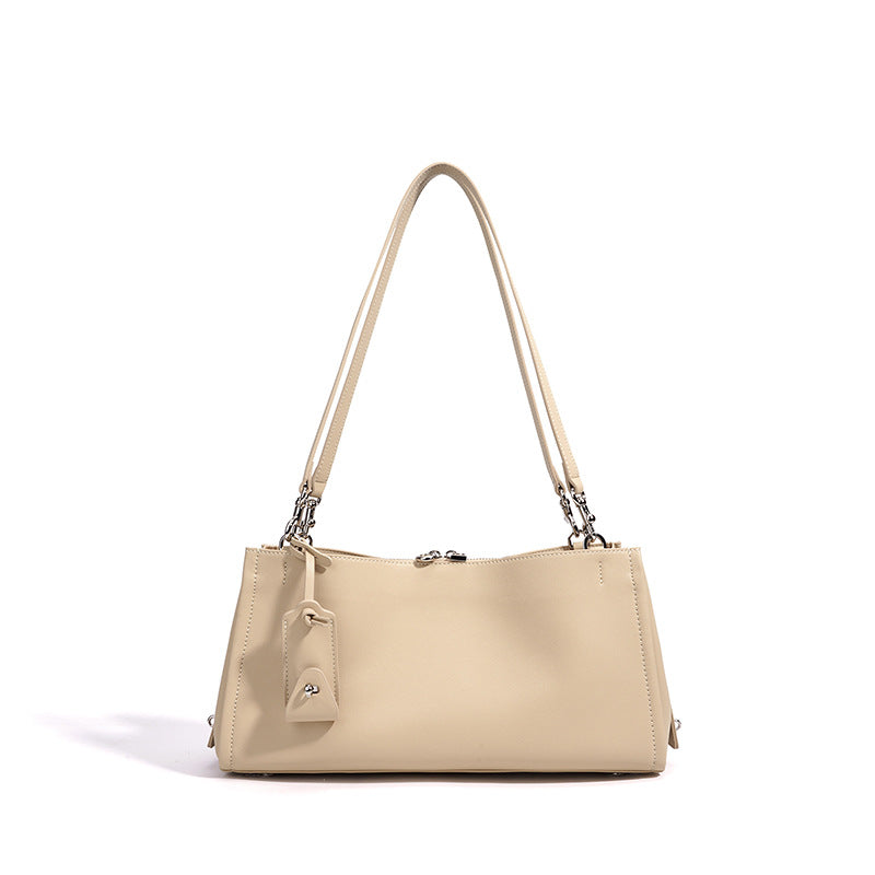 New Premium Boston Underarm Bag in Genuine Cowhide, Large Capacity Commute Top Handle Shoulder Purse, Versatile Work Handbag for Women