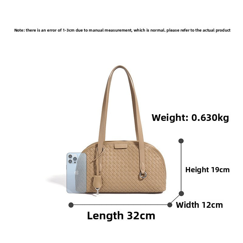 New Classic Handwoven Boston Bag, Large Capacity Commute Shoulder Underarm Top Handle Purse, Niche Designer Bag for Women