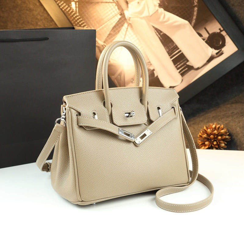 New Arrival Pebbled Leather Birkin-Inspired Tote Bag for Women, Large Capacity Turn-Lock Shoulder Crossbody Handbag with Light Luxury Style, Perfect Commuter Purse for Work & Everyday