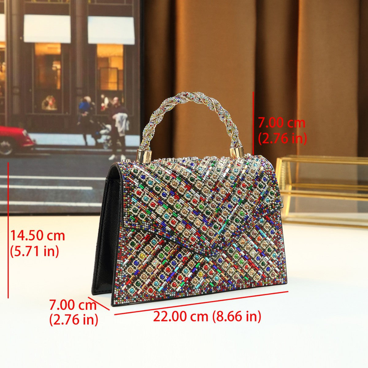 Spiral Rhinestone Evening Bag for Women Shoulder Crossbody Handbag, Premium Sparkling Purse with Glamorous Versatile Design