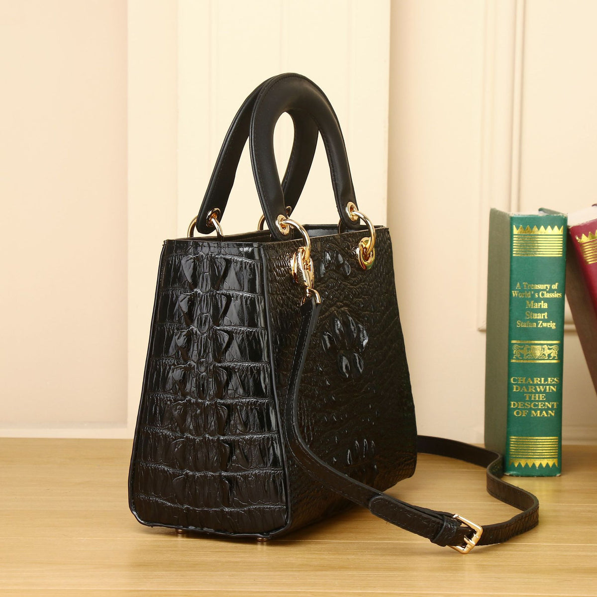 New Arrival Classic Croc-Effect Lady-Inspired Bag for Women, A Top-Handle Crossbody Shoulder Handbag with Elegant Design