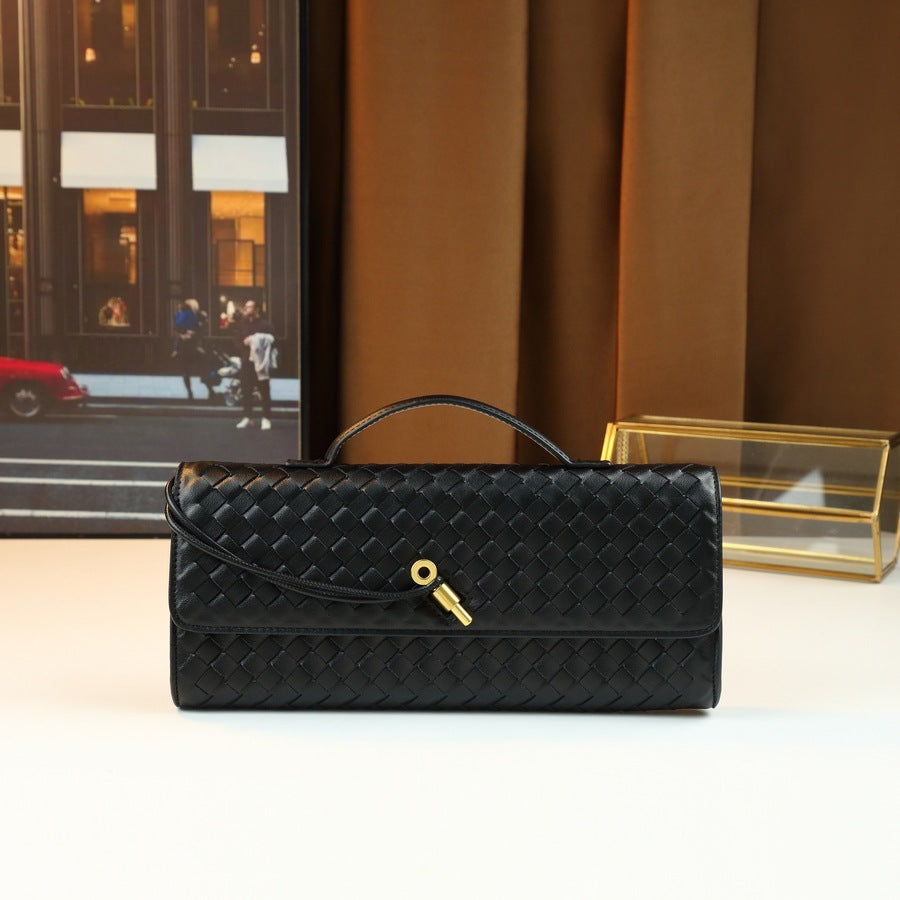 Woven Baguette Bag for Women Evening Shoulder Crossbody Handbag, Large Capacity Going-Out Purse with Natural Woven Texture