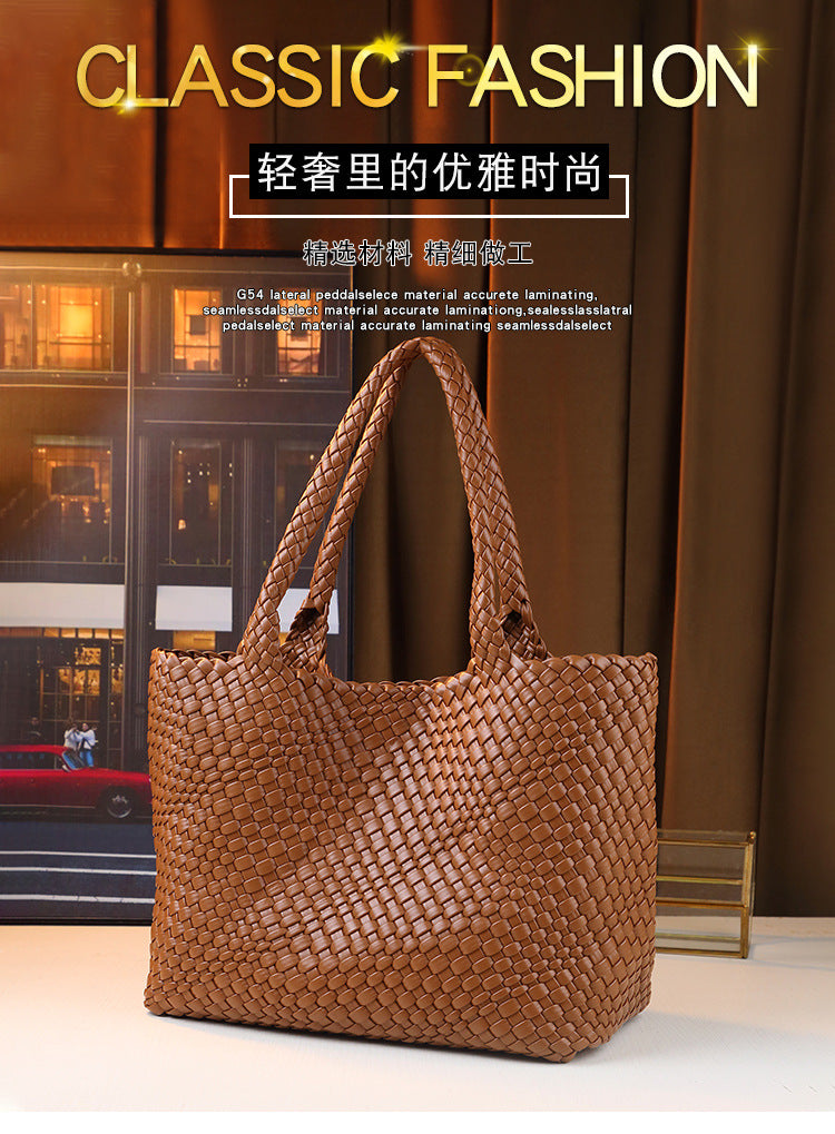Handwoven Letter Tote Bag for Women Large Capacity Casual Commuter Shoulder Handbag, Minimalist Versatile Purse with Artisan Craftsmanship