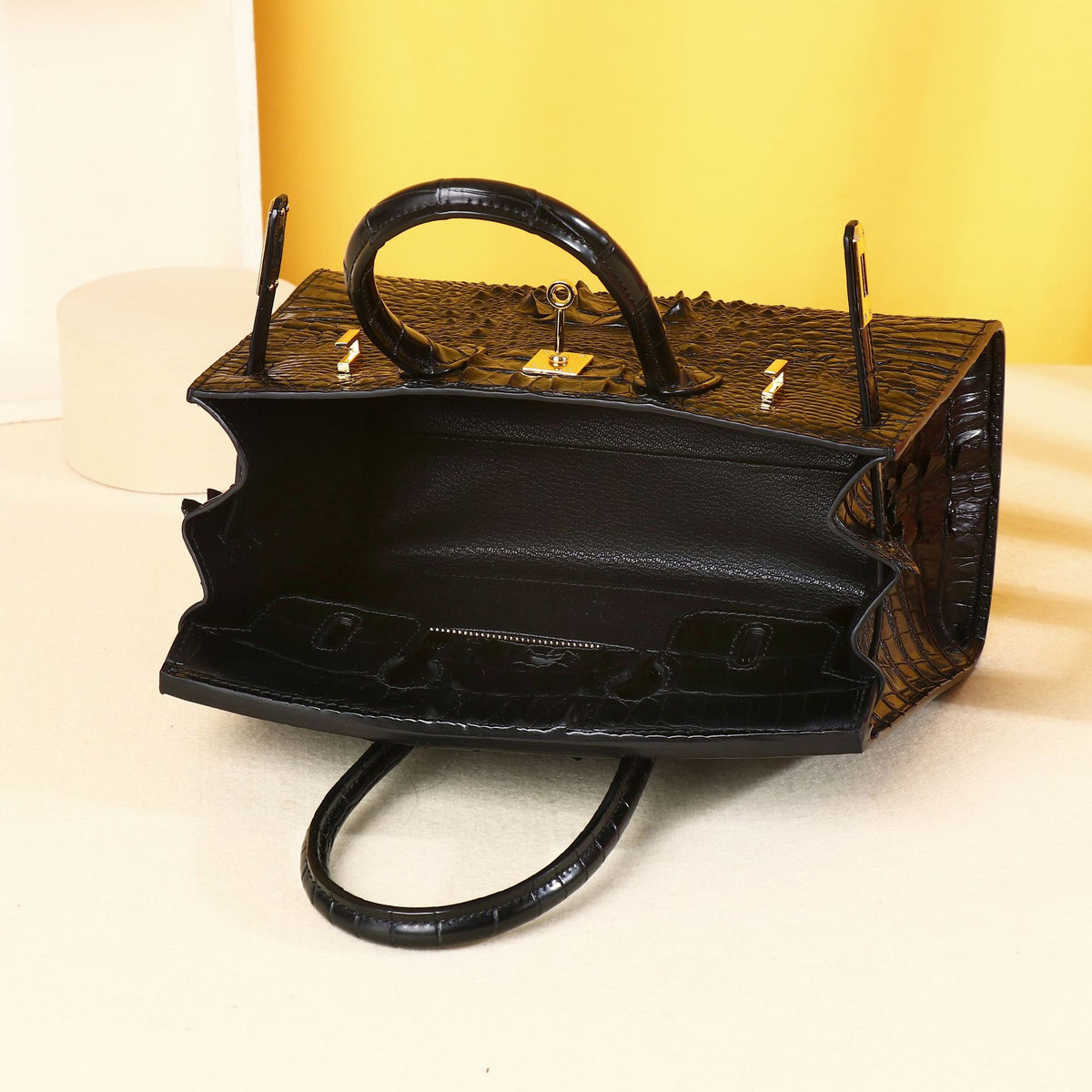 Elegant Croc-Embossed Birkin-Inspired Tote Bag for Women, Premium Top-Handle Handbag with Exquisite Edge Painting, A Thoughtful Mother's Day Gift for Mom
