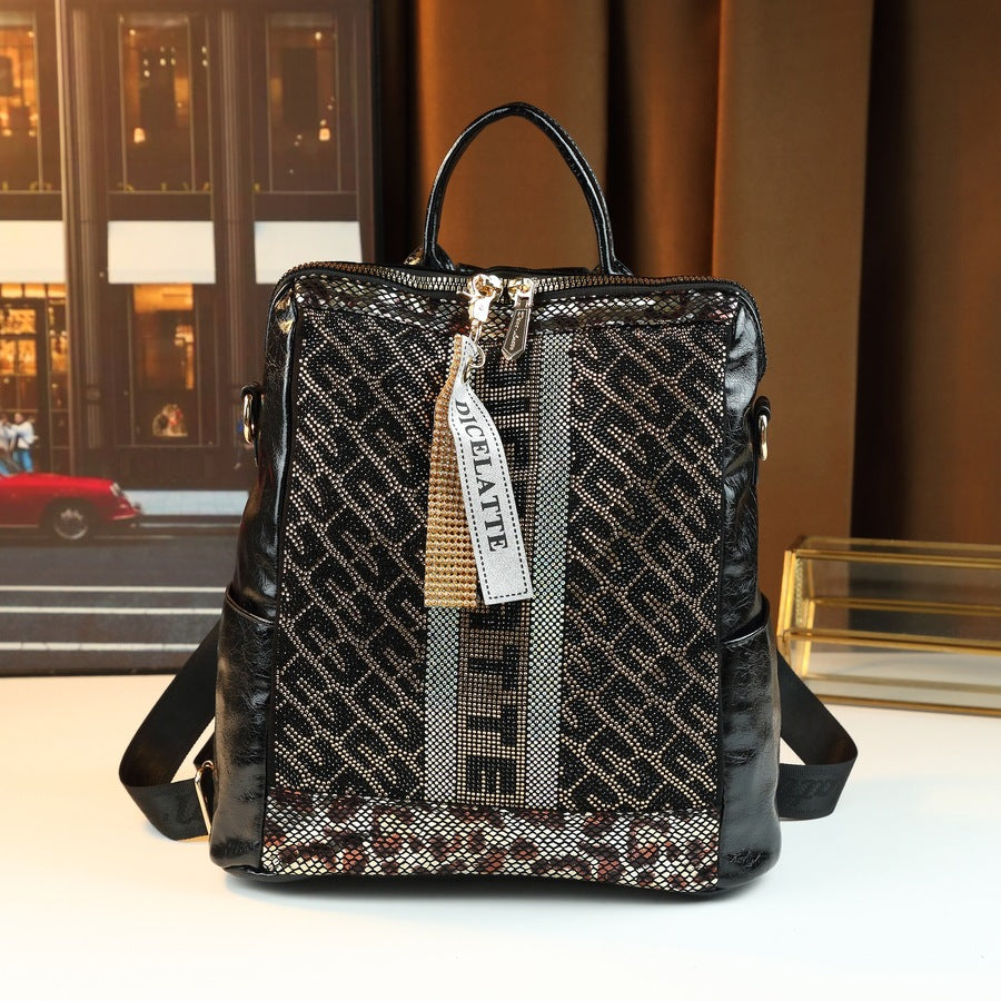 Sequin Soft Leather Backpack for Women Korean Style Anti-Theft Multi-Functional Travel Daypack, Versatile Casual Bag with Stylish Design
