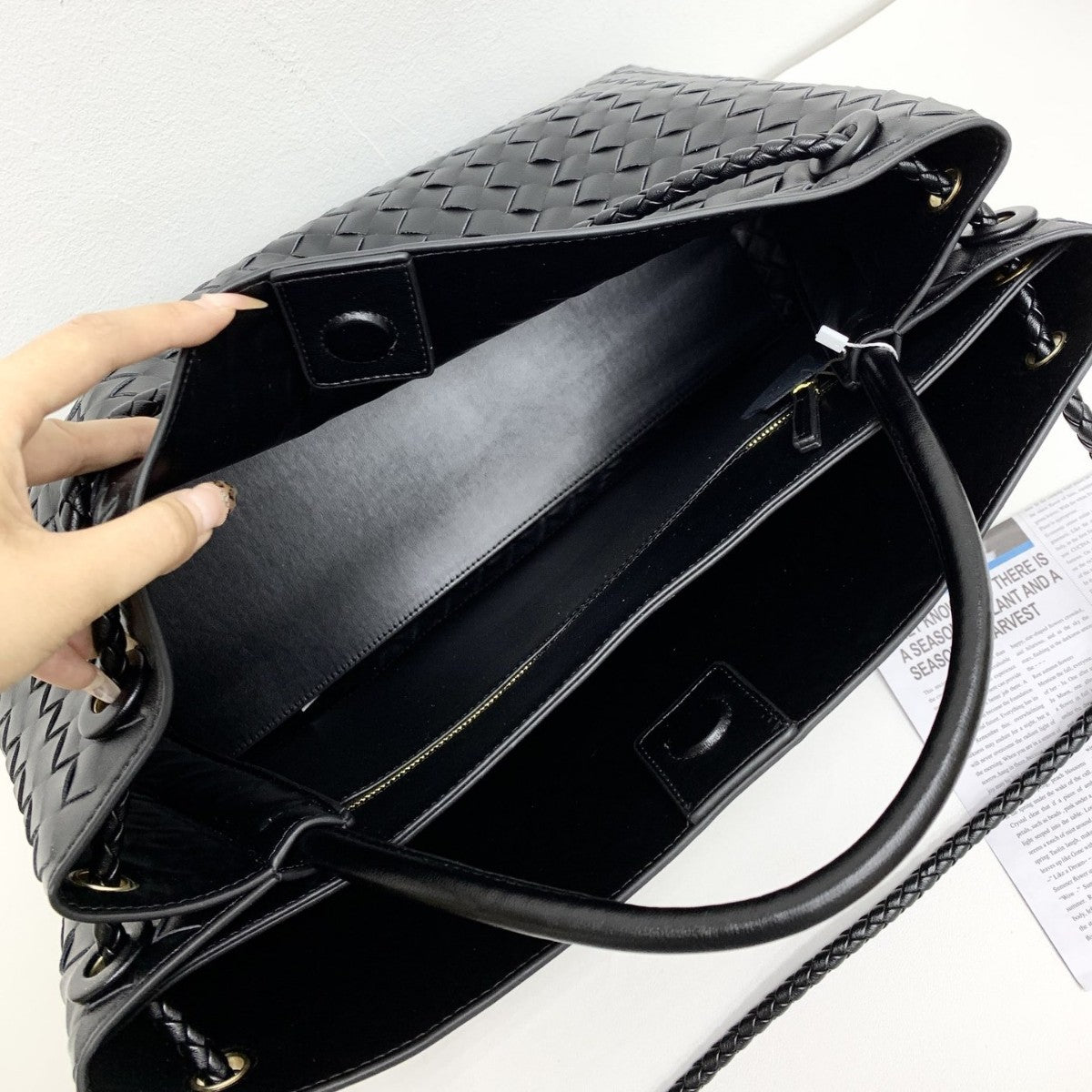 Large capacity 45CM leather woven figure-of-eight rope buckle portable underarm bag  fashion shoulder messenger bag bag women