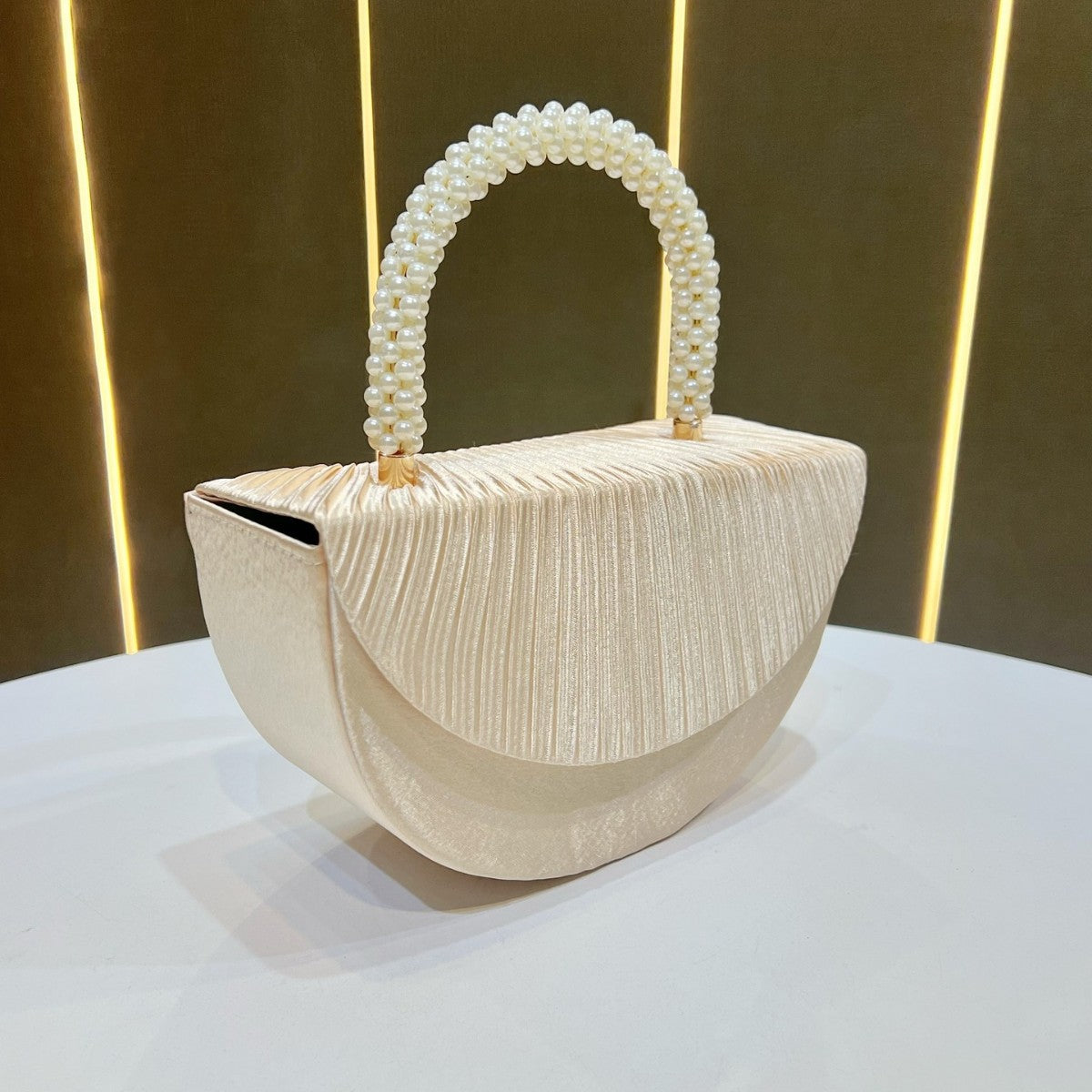 Women's Pleated Wedding Evening Bag, Elegant Top-Handle Purse for Birthday Banquet Formal Dress, Glamorous Party Clutch for Special Occasions