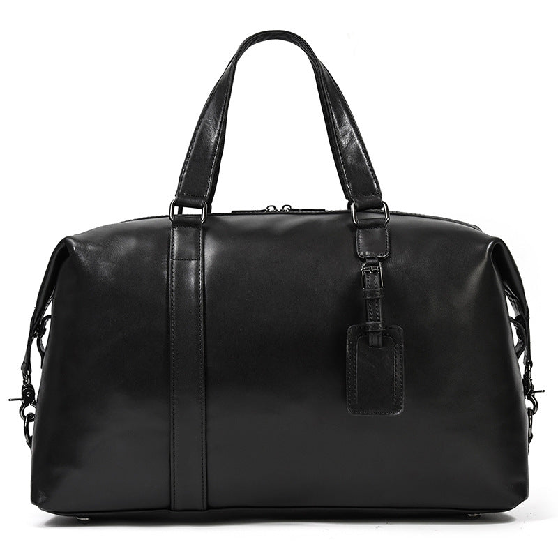 Genuine Leather Business Travel Duffle, Large Capacity Gym Crossbody Bag, Short Trip Top Handle Luggage for Men