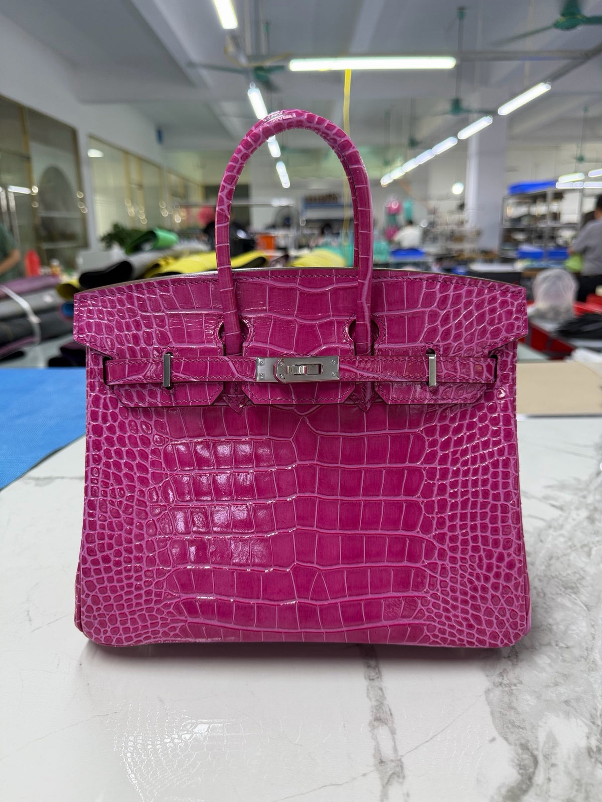 Premium Handcrafted Croc-Embossed Leather Tote Bag for Women, A-Grade Top-Layer Cowhide with Waxed Thread Stitching & Stainless Steel Hardware, Birkin-Inspired 25/30 Top-Handle Purse