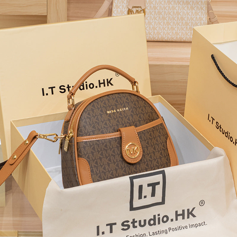 Genuine Leather Mini Top Handle Bag for Women, New Summer Wide Strap Shoulder Crossbody Purse, Premium Chic Small Handbag for Ladies