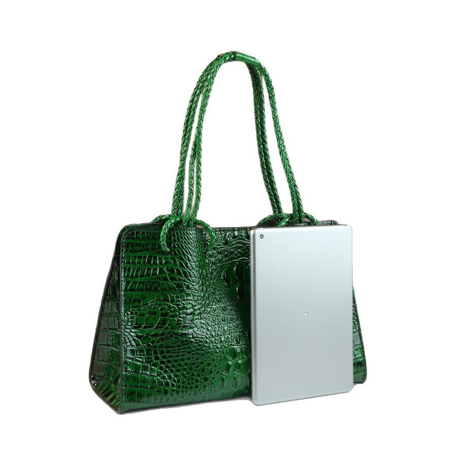 New Arrival Croc-Effect Light Luxury Tote Bag for Women, Large Capacity Top-Handle Shoulder Handbag with Premium Stylish Design, Trendy Everyday Purse