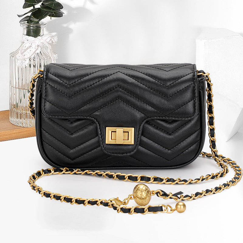 New Chain Small Square Bag in Genuine Cowhide, Versatile Summer Crossbody Purse, Premium Leather Handbag for Women