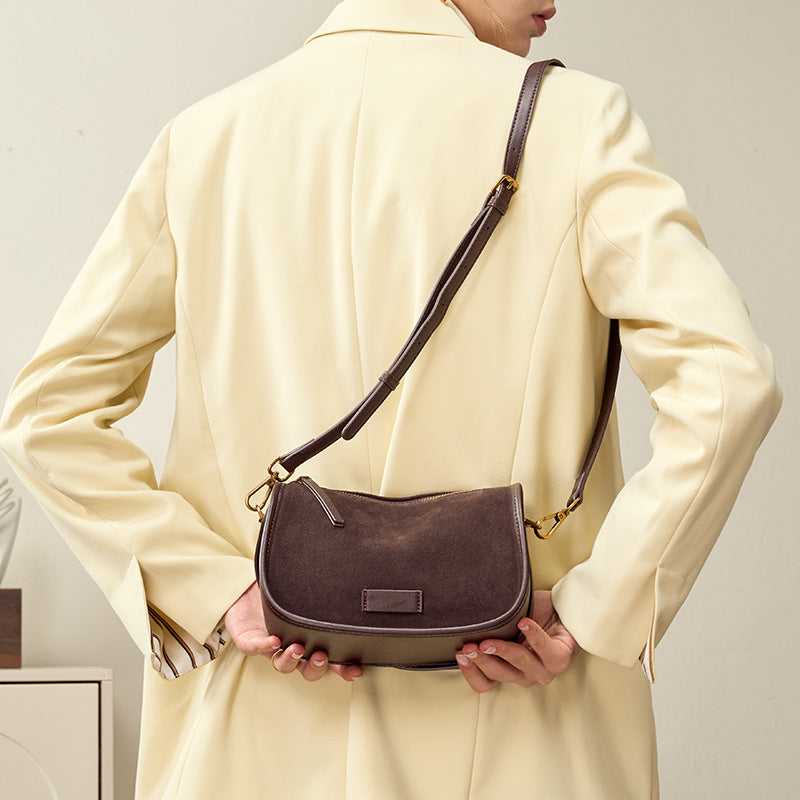 Matte Cowhide Leopard Print Vintage Bag, Niche Light Luxury Crossbody Top Handle Purse, Premium Commute Handbag for Women