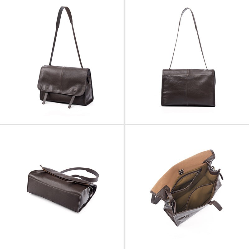 Genuine Top Layer Vegetable-Tanned Sheepskin Leather Messenger Bag for Women, Premium Large Capacity Commute Shoulder Purse, Everyday Handbag for Ladies