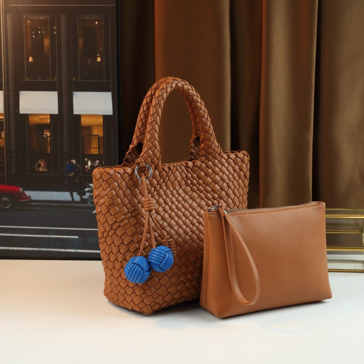 Handwoven Tote Bag for Women Fashion Shoulder Crossbody Handbag, Versatile Commuter Purse with Artisan Textured Design