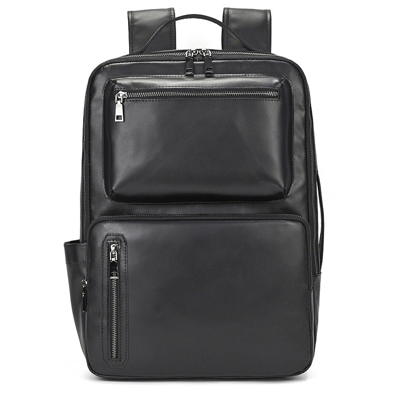 Men's Crazy Horse Leather Backpack Vintage Travel Daypack for Women Students, Genuine Leather Casual Rucksack Large Capacity