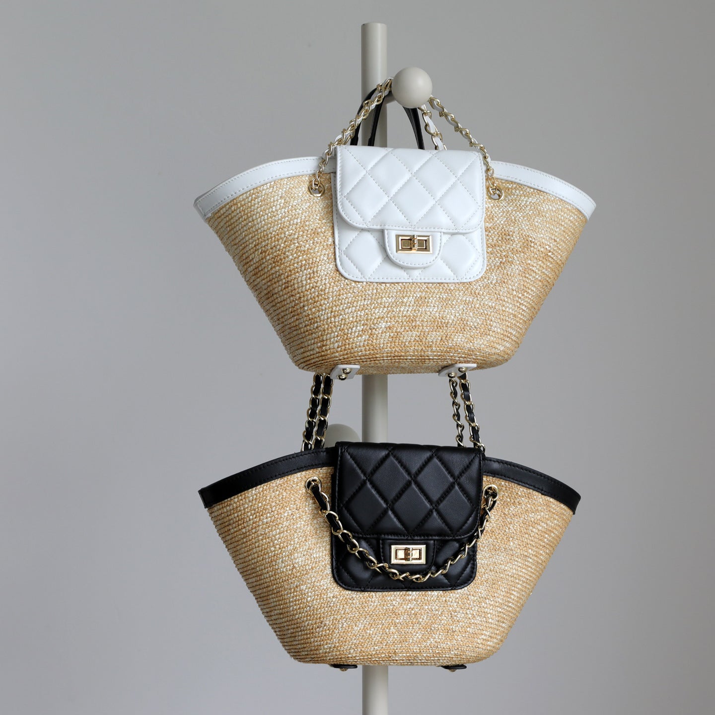 Straw Woven Sheepskin Basket Tote Bag for Women Large Capacity Shoulder Handbag, Casual Commuter Purse with Natural Woven Texture