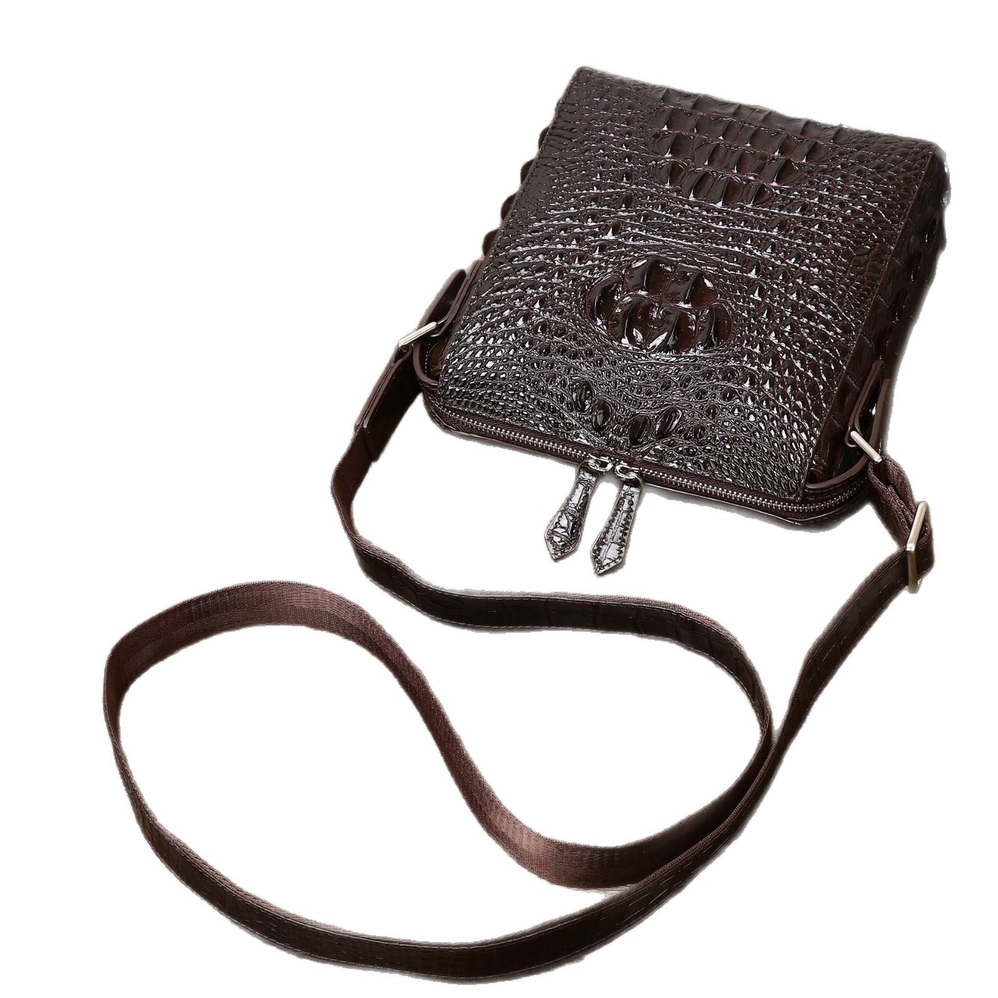 New Arrival Croc-Effect Business Shoulder Bag for Men, A Fashionable Crossbody Casual Bag with Trendy Outdoor Design