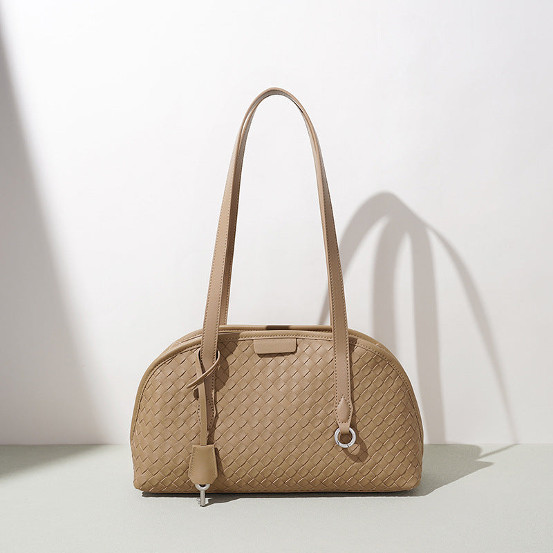 New Classic Handwoven Boston Bag, Large Capacity Commute Shoulder Underarm Top Handle Purse, Niche Designer Bag for Women