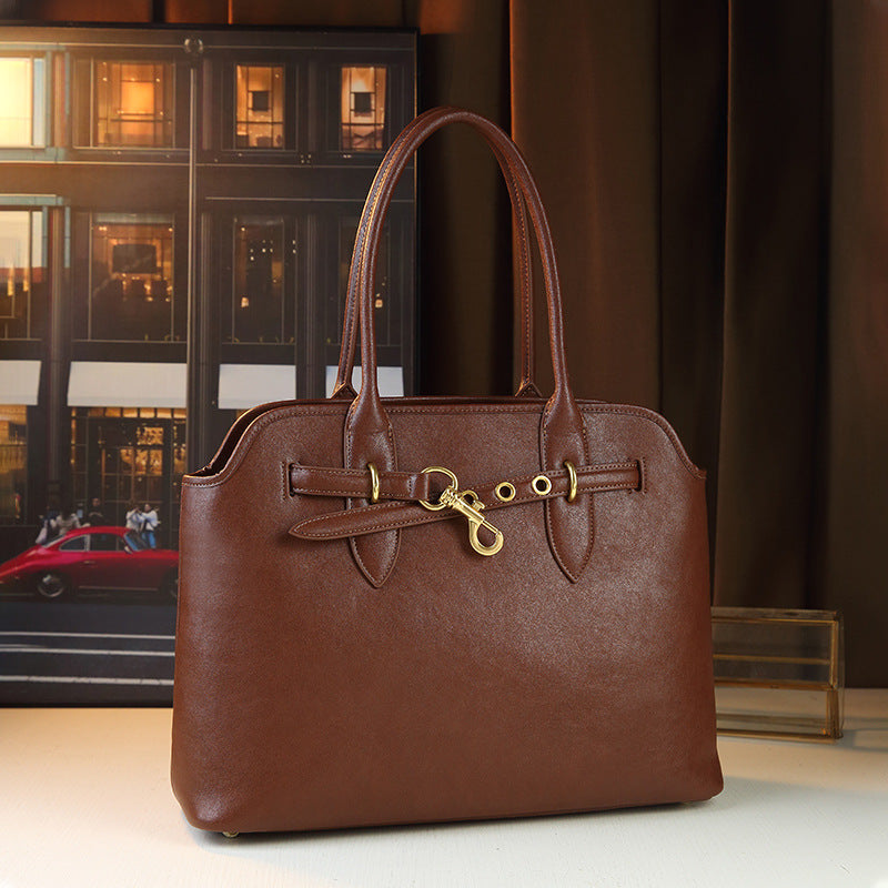 Genuine Leather Vintage Tote Bag for Women Large Capacity Fall Winter Shoulder Underarm Handbag, Premium Purse with Timeless Elegance