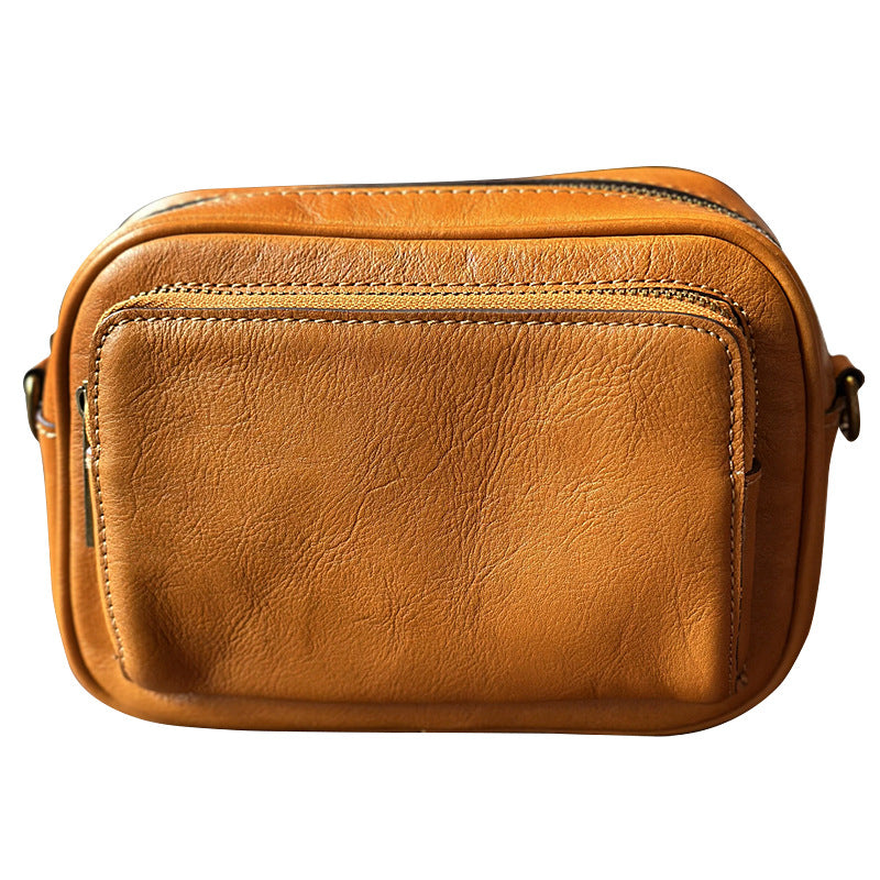 Genuine Top Layer Cowhide Camera Bag for Women, New Summer Small Square Shoulder Crossbody Purse, Fashionable Casual Handbag for Ladies