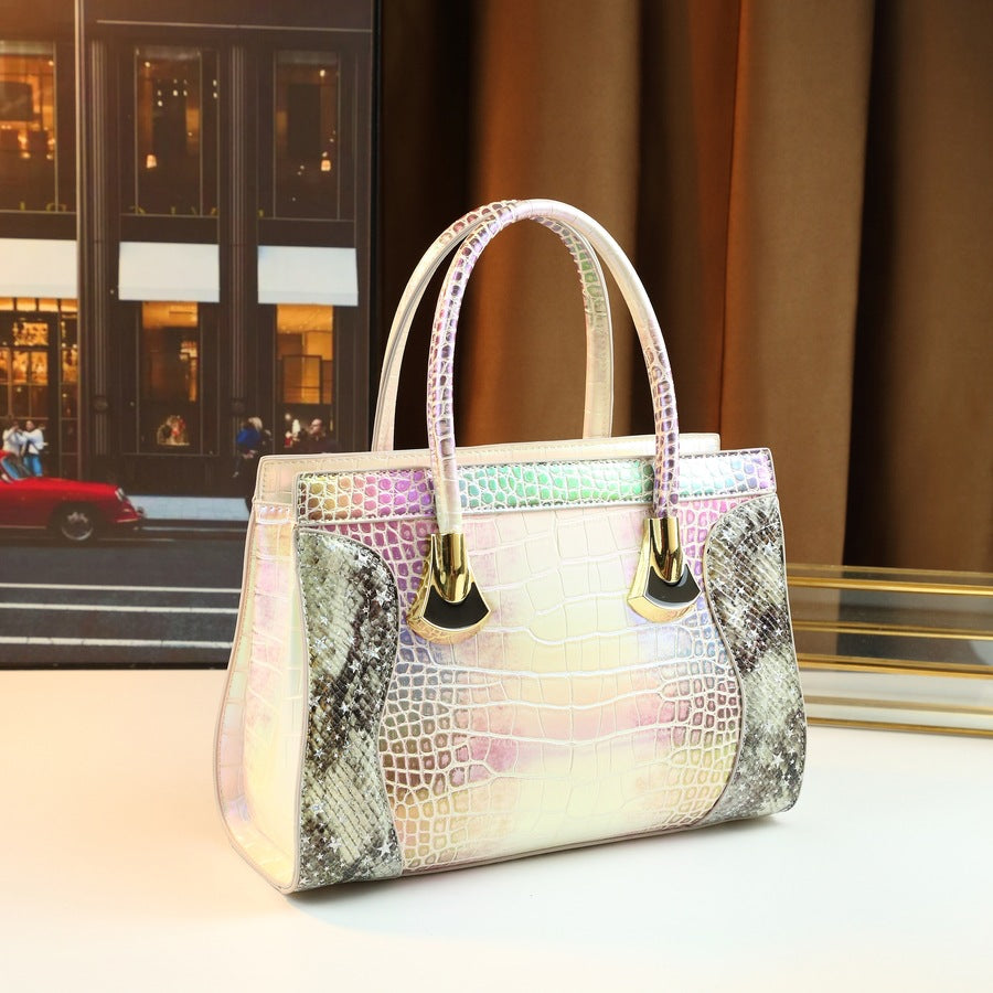 New Arrival Croc-Effect Large Capacity Tote Bag for Women, A Versatile Fashionable Top-Handle Shoulder Crossbody Handbag, Perfect for Spring/Summer Style