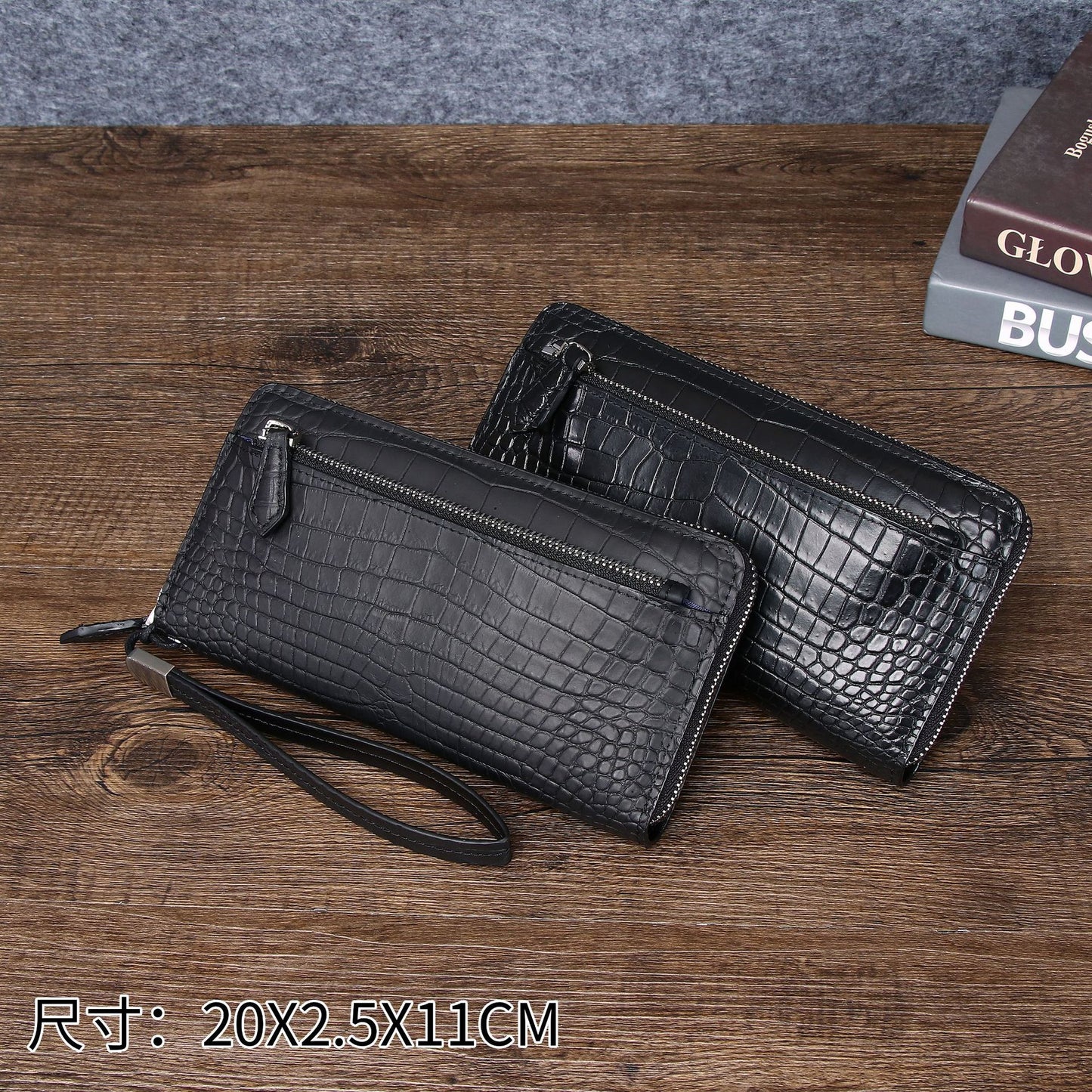 New Arrival Croc-Effect Long Wallet for Men, A Business Handheld Bag with Phone Pouch & Trendy Casual Design
