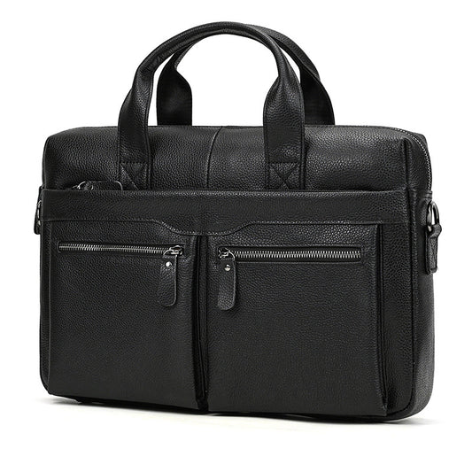 Genuine Cowhide Minimalist Business Briefcase for Men, Fashionable Laptop Top Handle Shoulder Bag, Bestseller Work Commute Bag for Gentlemen
