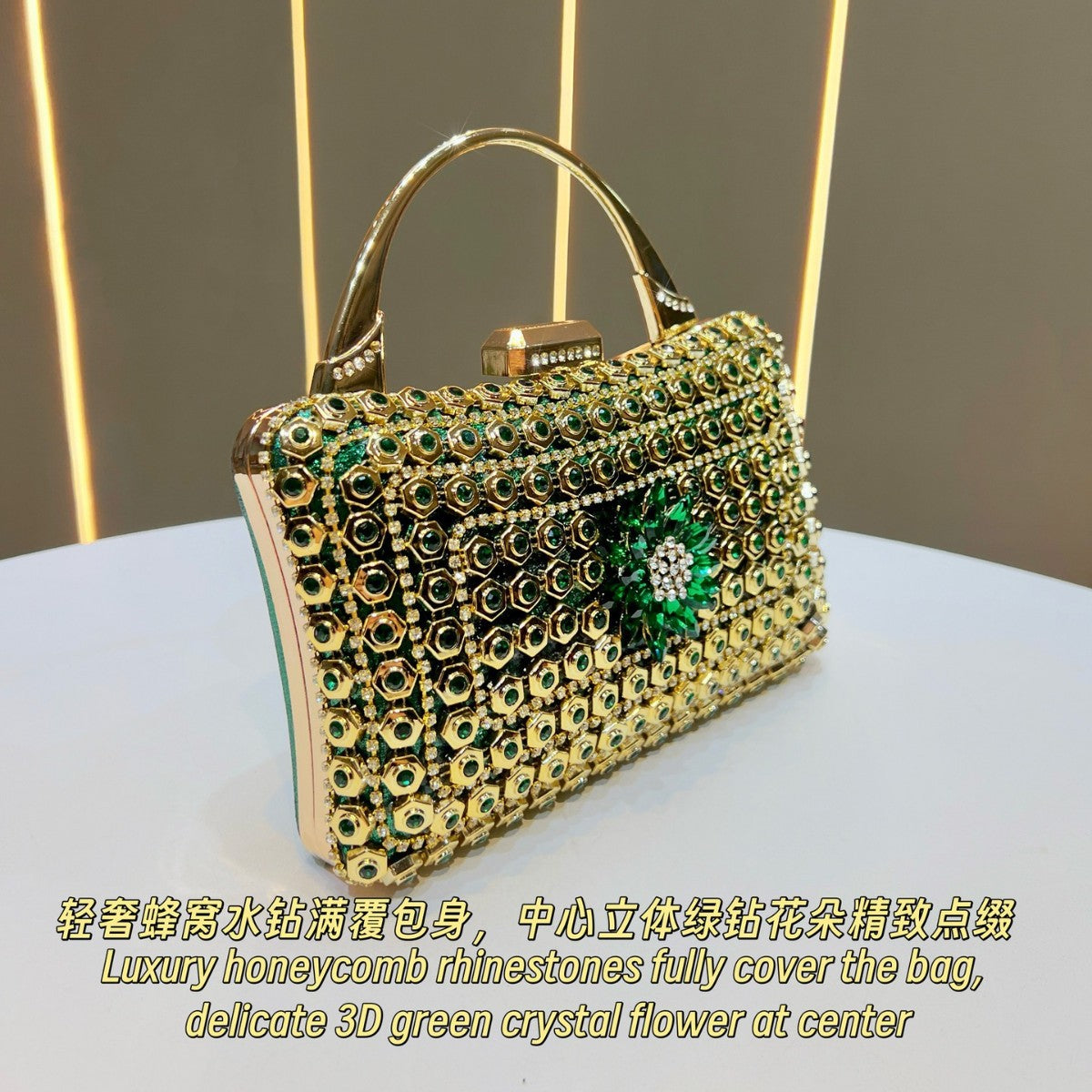 Women's Rhinestone-Embellished Evening Clutch, Premium Glamorous Top-Handle Handbag with Chain Strap, Perfect Banquet Purse