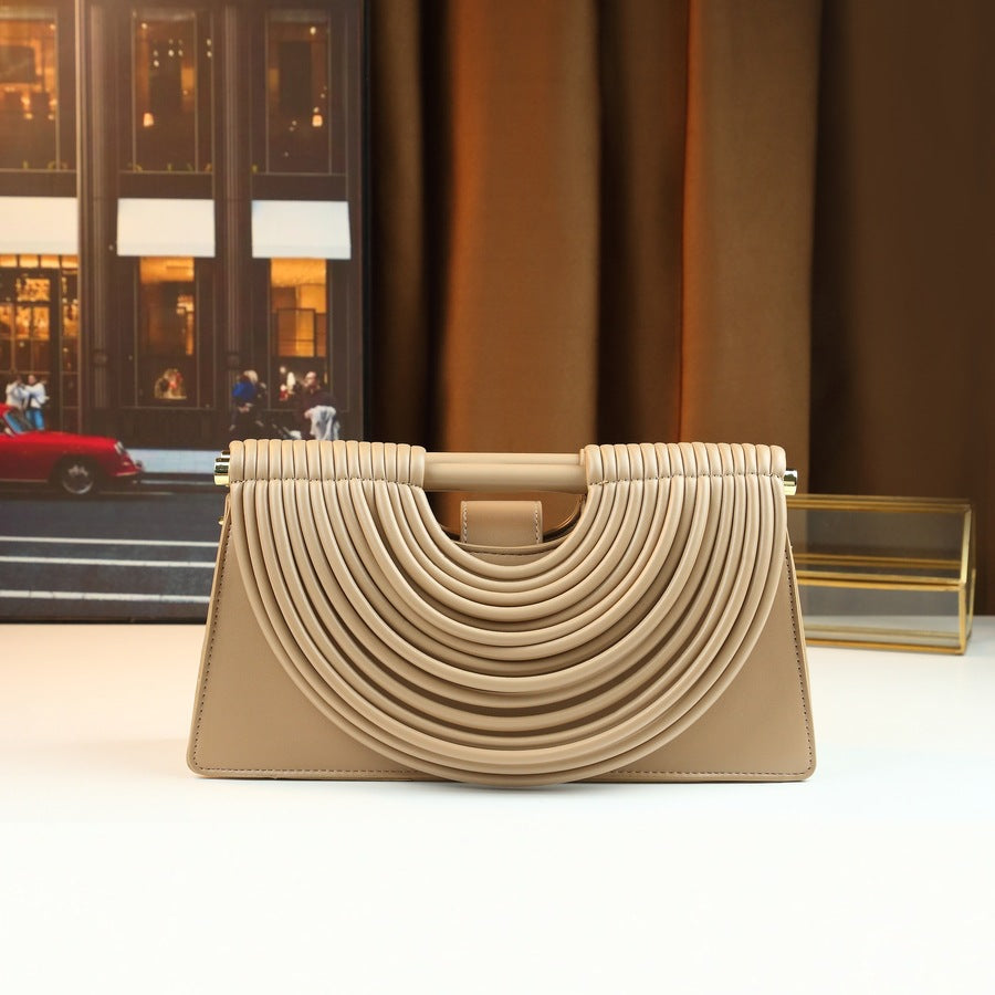Woven Line Clutch Bag for Women Niche Designer Handbag with Premium Texture, Artistic Woven Detail and Minimalist Silhouette