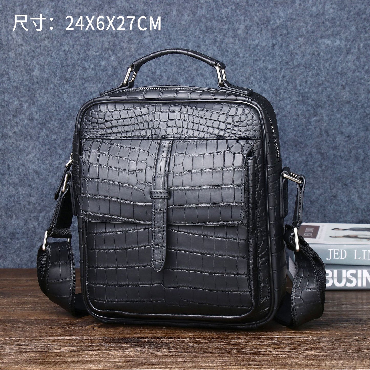 New Arrival Matte Croc-Effect Outdoor Shoulder Bag for Men, A Fashionable Top-Handle Crossbody Satchel with Business Backpack Design