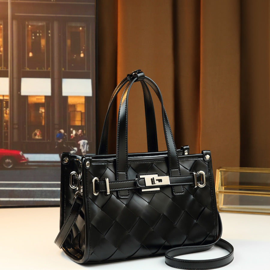 New Arrival Woven Turn-Lock Birkin-Inspired Small Handbag for Women, Unique Stylish Top-Handle Bag with Versatile Premium Design, Perfect Everyday Purse