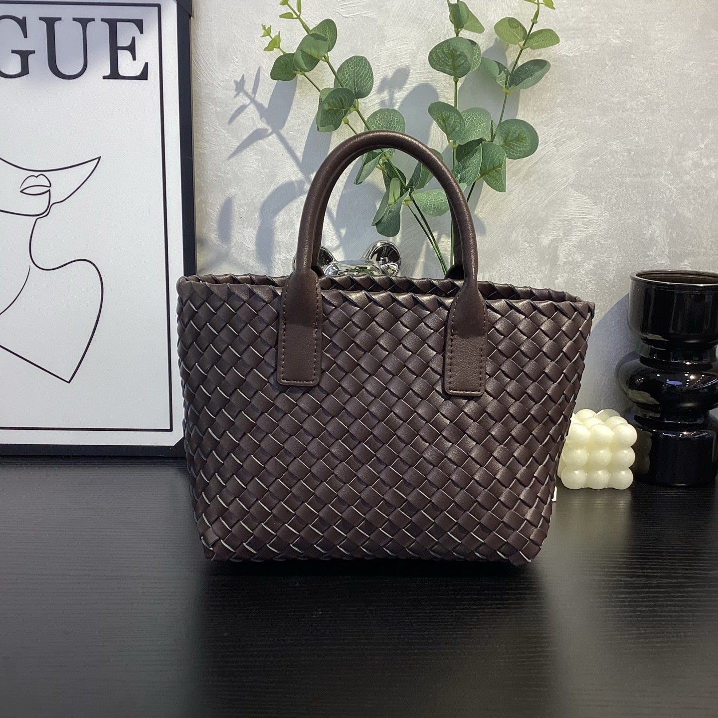 Genuine Top Layer Cowhide Woven Basket Tote Bag, Old Money Light Luxury Top Handle Handbag, Premium Shoulder Bag for Ladies
